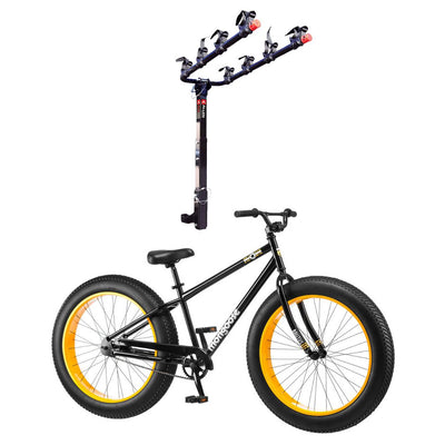 Mongoose 26" Brutus Mens Alloy All Terrain Mountain Bike & 4 Bike Car Hitch Rack