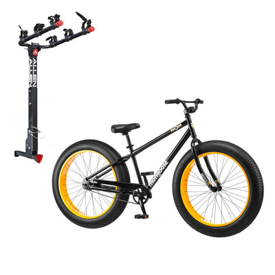 Mongoose 26" Brutus Mens Alloy All Terrain Mountain Bike & 3 Bike Car Hitch Rack