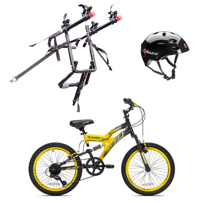 Kent Bikes Avigo Air Flex Steel 20 Inch Boys BMX Bike & 2 Bike Car Rack & Helmet