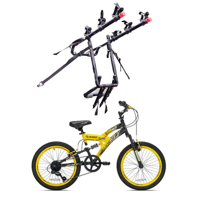 Kent Bikes Avigo Air Flex Steel 20 Inch Boys BMX Bike & 3 Bike Car Trunk Rack