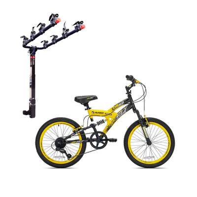 Kent Bikes Avigo Air Flex Steel 20 Inch Boys BMX Bike & 4 Bike Car Hitch Rack