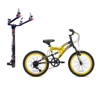 Kent Bikes Avigo Air Flex Steel 20 Inch Boys BMX Bike & 2 Bike Car Hitch Rack