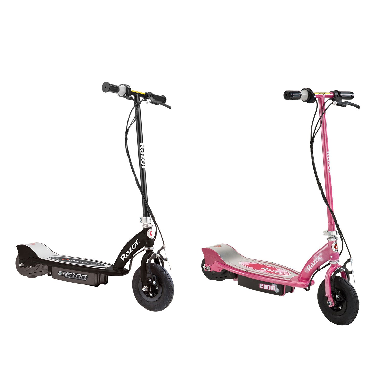 Razor E100 Kid Ride On 24V Motorized Electric Power Scooters, Black & Sweet Pea