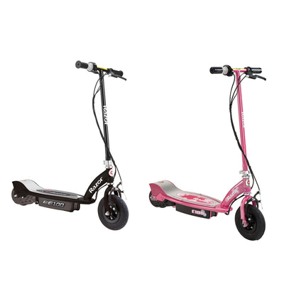 Razor E100 Kid Ride On 24V Motorized Electric Power Scooters, Black & Sweet Pea