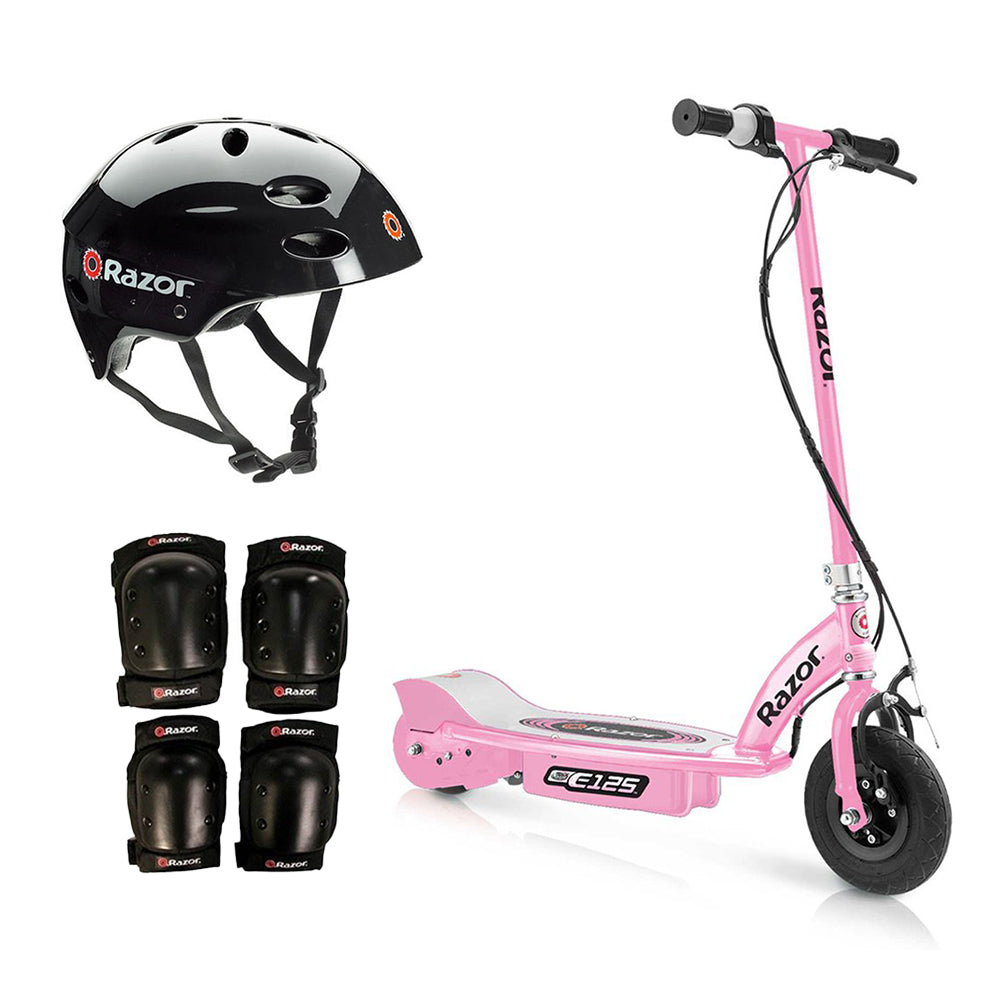 Razor Motorized Rechargeable Girls Pink Electric Scooter w/ Helmet & Safety Set