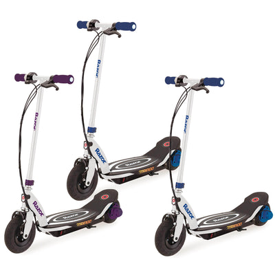 Razor Power Core E100 Kids Electric Battery Power Scooter, Purple/Blue (3 Pack)