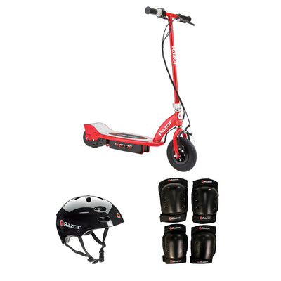 Razor Electric Power Kids Scooter + Youth Sport Helmet + Elbow & Knee Pads