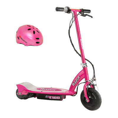 Razor E100 Kids Motorized 24 Volt Electric Powered Ride On Scooter with Helmet