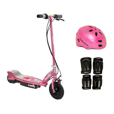 Razor E100 Electric Motorized Scooter, With Child Helmet, Elbow & Knee Pad Set