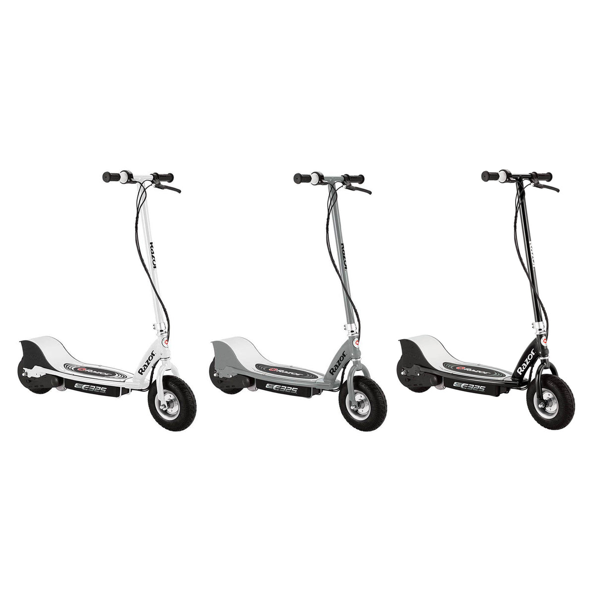 Razor E325 Adult Electric 24V Ride-On Scooter, White, Silver, and Black (3-Pack)