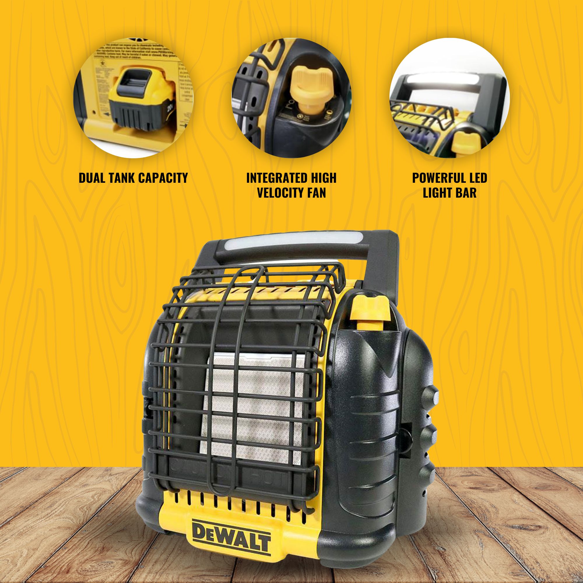 Dewalt 12,000 BTU Portable Cordless Heavy Duty Radiant Heater, Black (For Parts) - VMInnovations