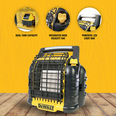 Dewalt 12,000 BTU Portable Cordless Heavy Duty Radiant Heater, Black (For Parts) - VMInnovations