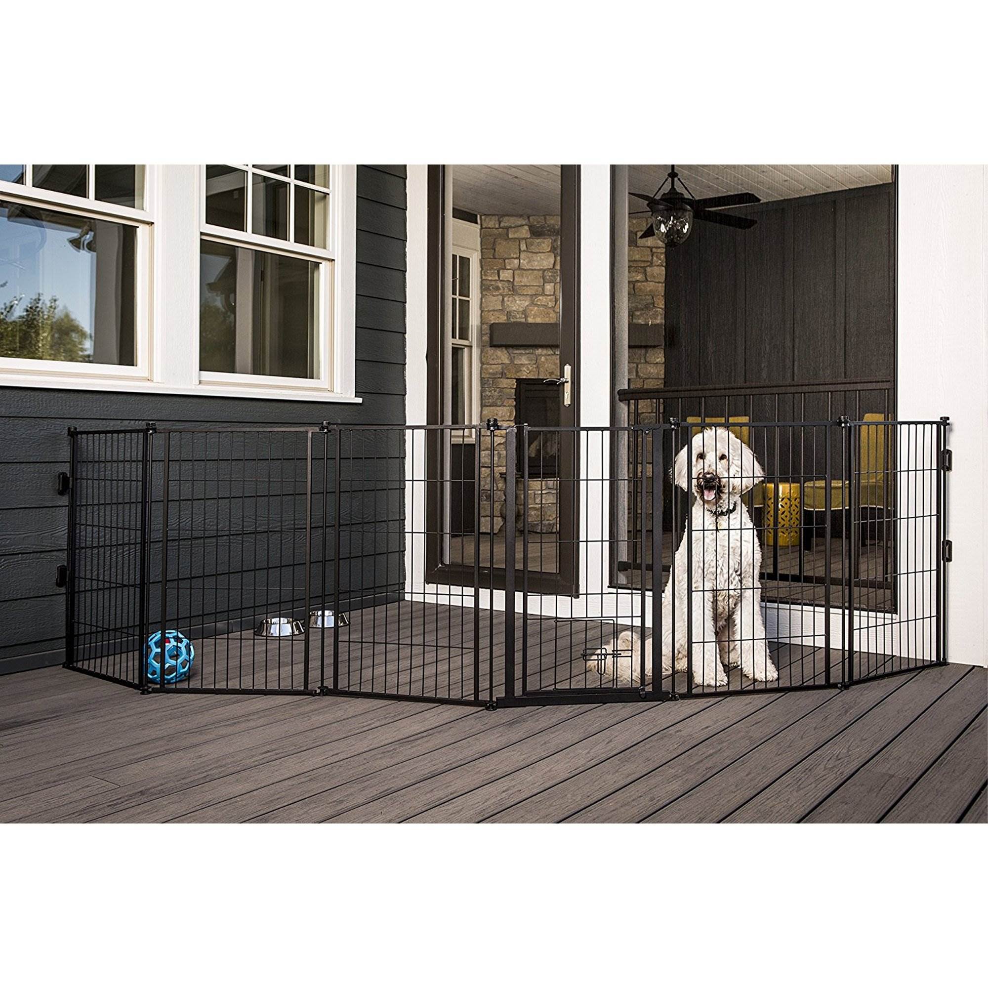 Carlson 28 Inch Outdoor Chew Proof Super Wide Steel Pet Pen and Gate, Black