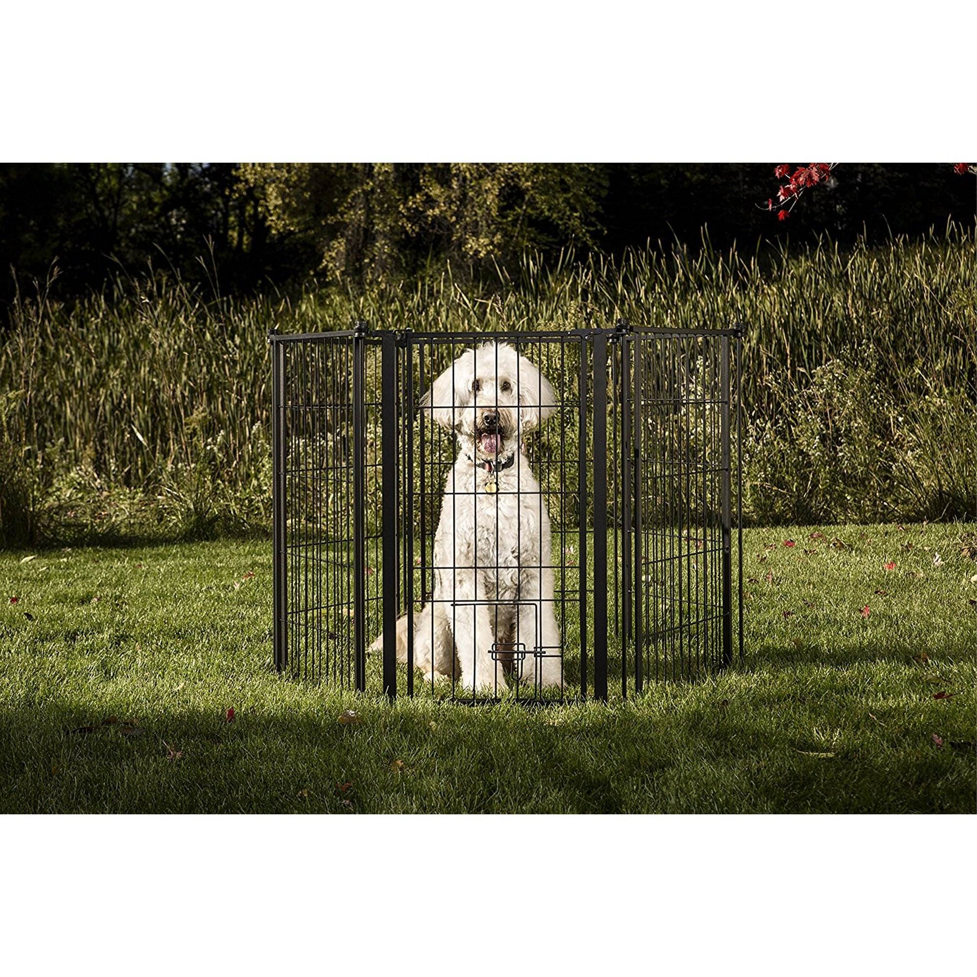 Carlson 28 Inch Outdoor Chew Proof Super Wide Steel Pet Pen and Gate, Black
