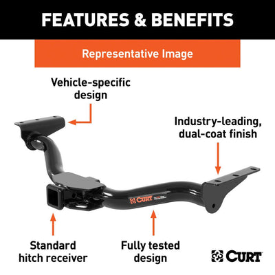 Curt 13118 Class 3 Trailer Towing Hitch with 2 In Receiver, Black (Open Box)