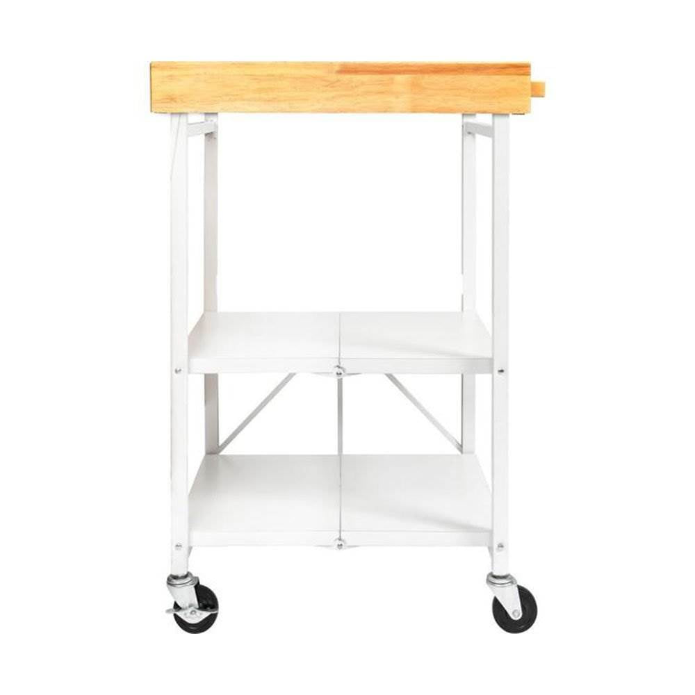 Origami Wheeled Kitchen Island Bar Cart with Double Wine Rack Bottle Holder - VMInnovations