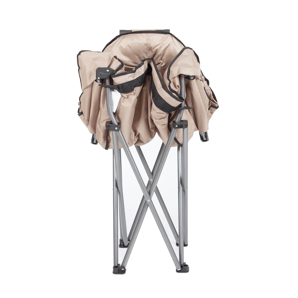 Mac Sports Foldable Padded Outdoor Club Camping Chair with Carry Bag, Beige - VMInnovations