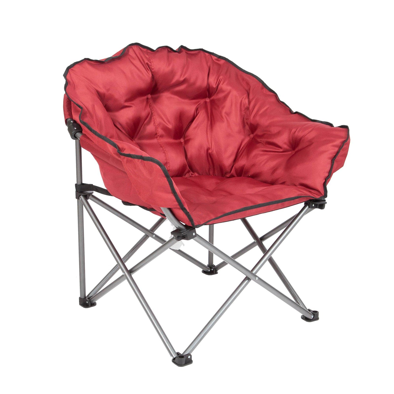 Mac Sports Folding Padded Outdoor Club Camping Chair with Carry Bag, Wine Red - VMInnovations