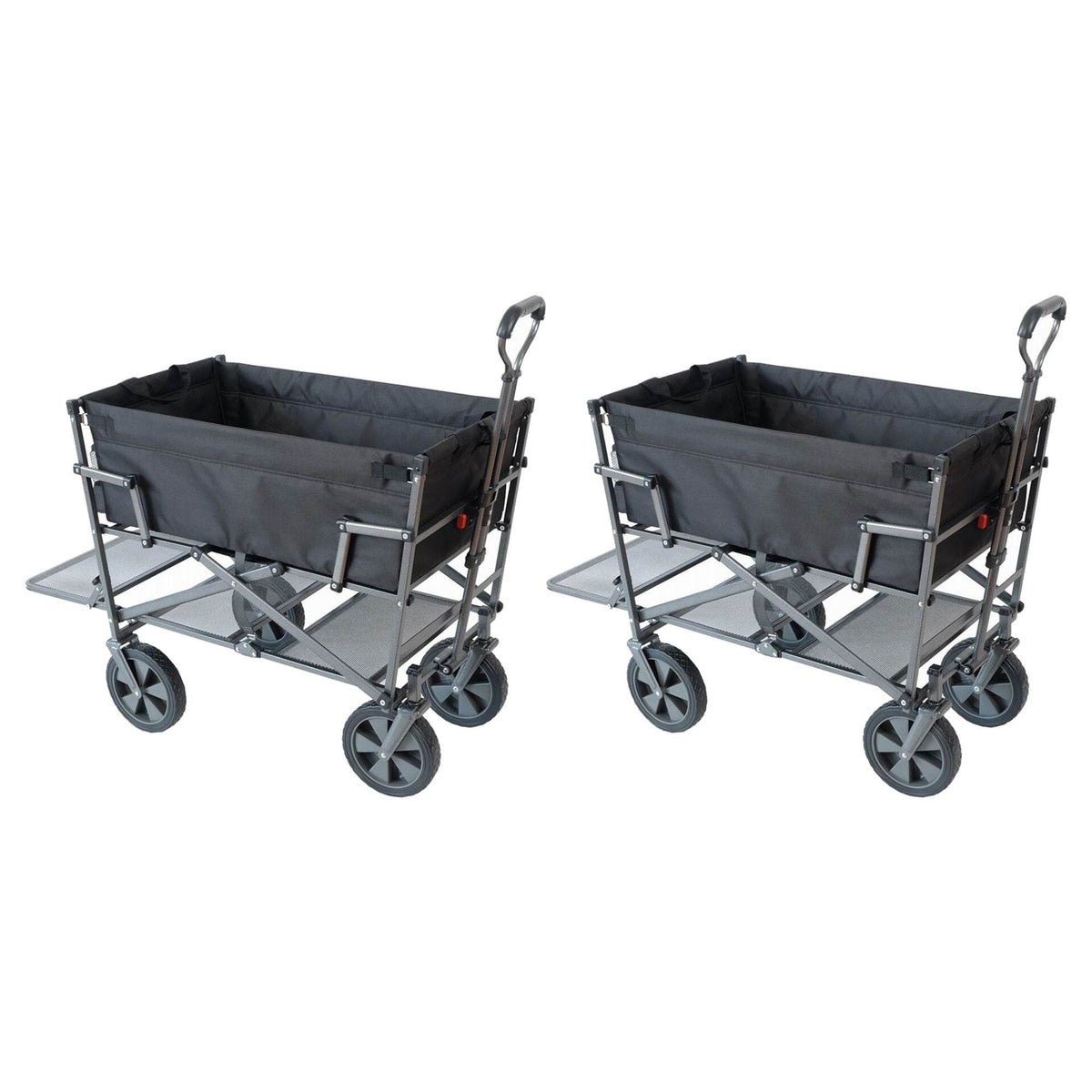 Mac Sports Heavy Duty Steel Double Decker Collapsible Yard Cart, Black (2 Pack)