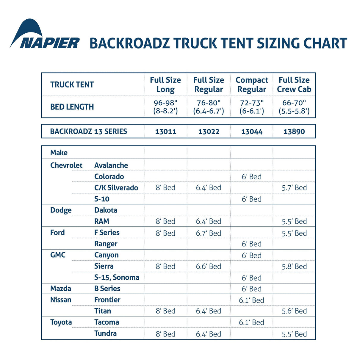 Napier Backroadz 13 Series Full Size Crew Cab 5.5-5.8' Truck Bed 2 Person Tent