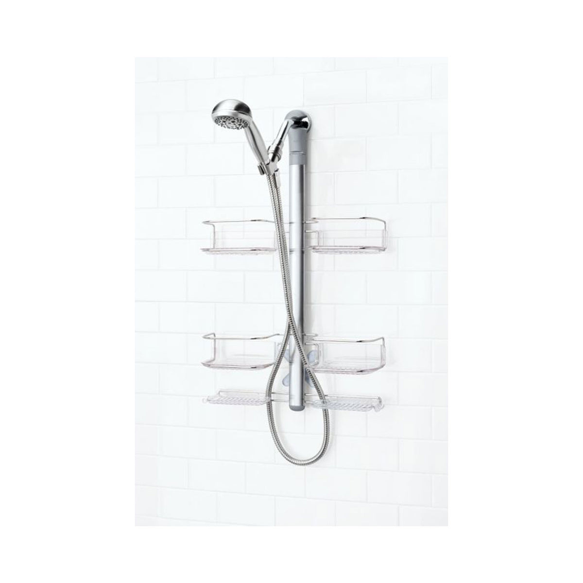 OXO Stainless Steel Shower Caddy w/ Hose Keeper Handheld Shower Head (For Parts)