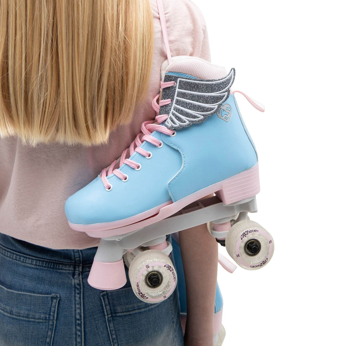 Circle Society Classic Cotton Candy Roller Skates, Girl Sizes 12 to 3 (Open Box)