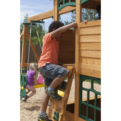 Kidkraft Cloverdale Wooden Backyard Outdoor Slide and Swing Playset Playground