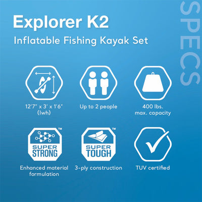 Intex Excursion Pro Inflatable 2 Person Vinyl Kayak with Oars & Pump, Red (Used) - VMInnovations