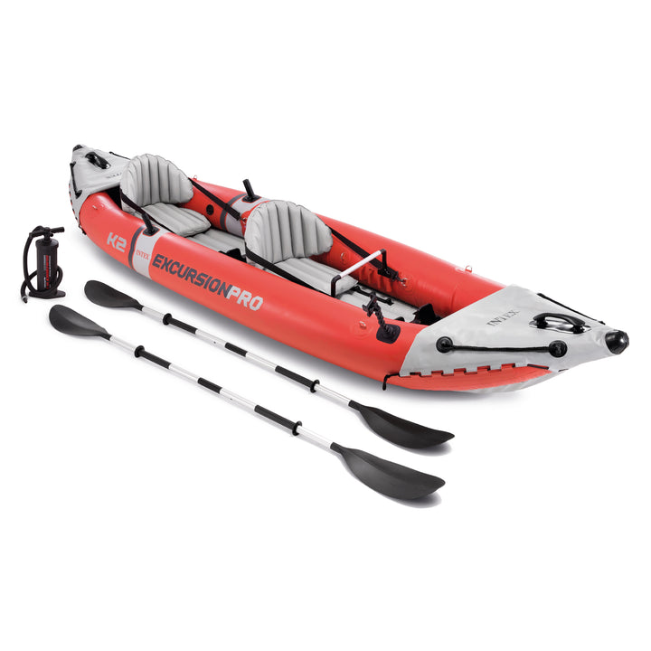 Intex Excursion Pro Inflatable 2 Person Vinyl Kayak with 2 Oars and Pump, Red