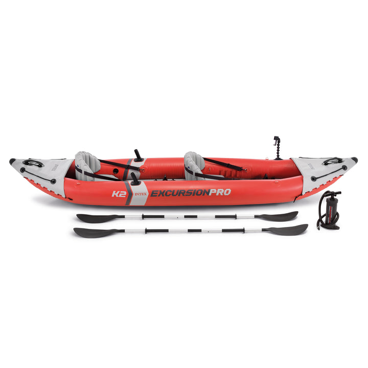 Intex Excursion Pro Inflatable 2 Person Vinyl Kayak with Oars & Pump, Red (Used)
