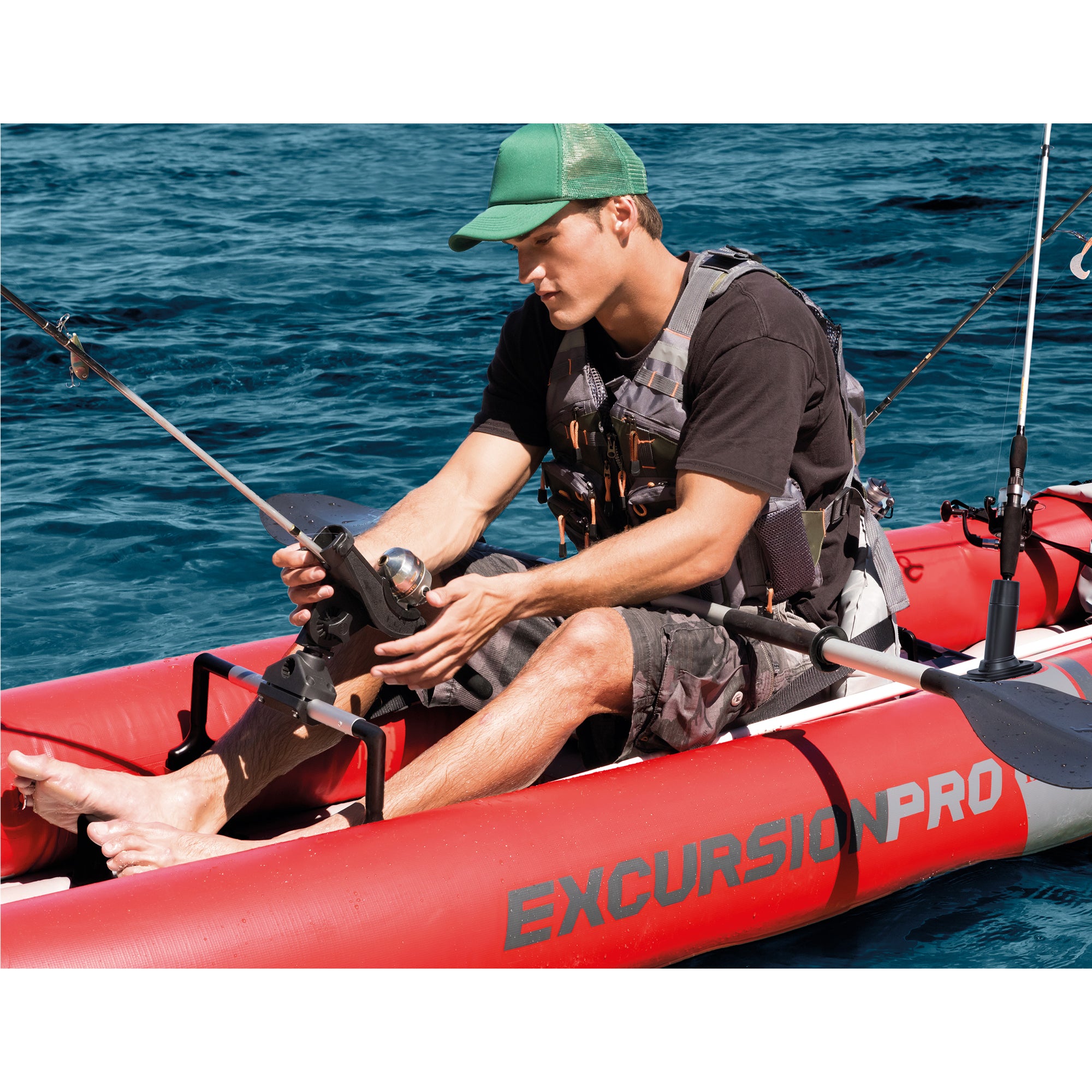 Intex Excursion Pro Inflatable 2 Person Vinyl Kayak with Oars & Pump, Red (Used) - VMInnovations