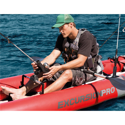 Intex Excursion Pro Inflatable 2 Person Vinyl  Oars & Pump, Red (Open Box)