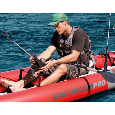 Intex Excursion Pro Inflatable 2 Person Vinyl Kayak with Oars & Pump, Red (Used)