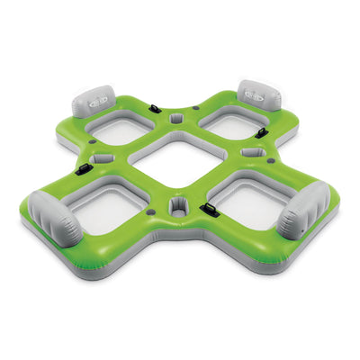 Intex Lounge Island Inflatable 4 Seat Inflatable PVC Pool Float Raft, Green
