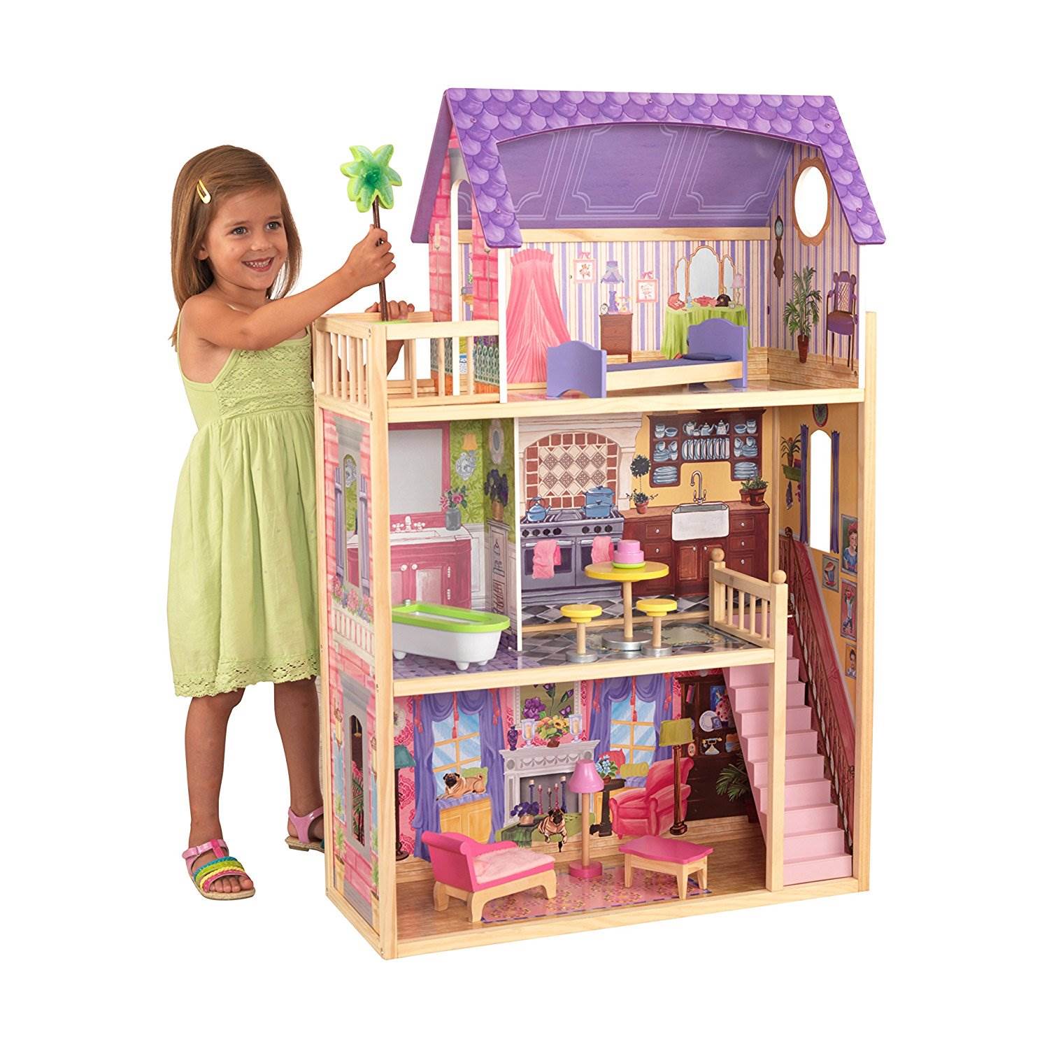 KidKraft Kids' Kayla Play Wooden Dollhouse and Furniture Pieces (Used)