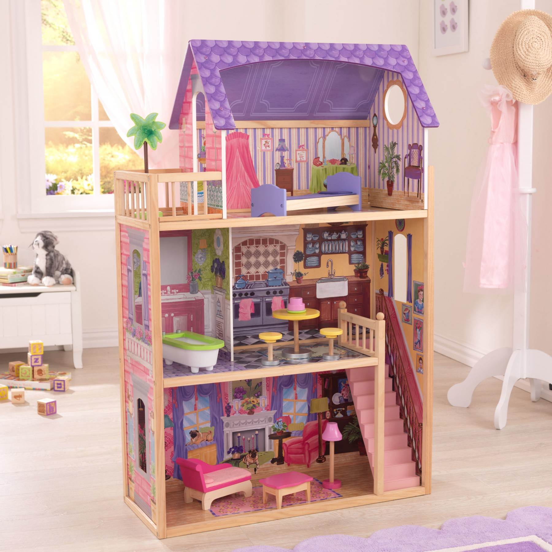 KidKraft Kids' Kayla Play Wooden Dollhouse and Furniture Pieces (Used)