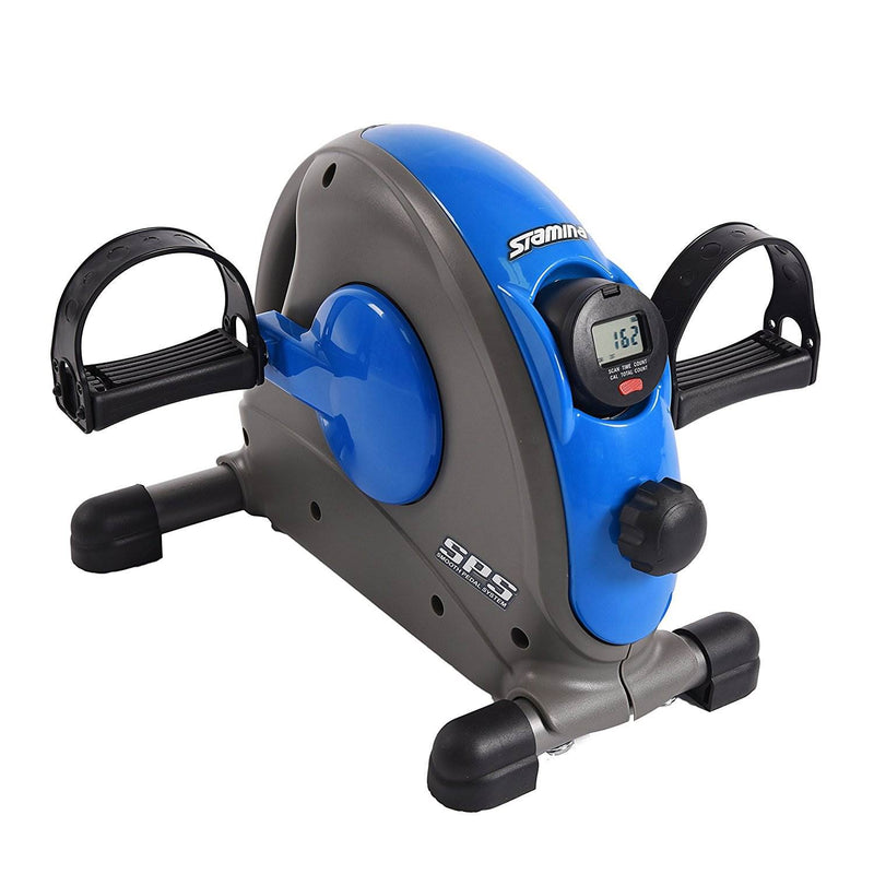 Stamina Compact Adjustable Mini Exercise Bike w/ Smooth Pedal System, Blue(Used)