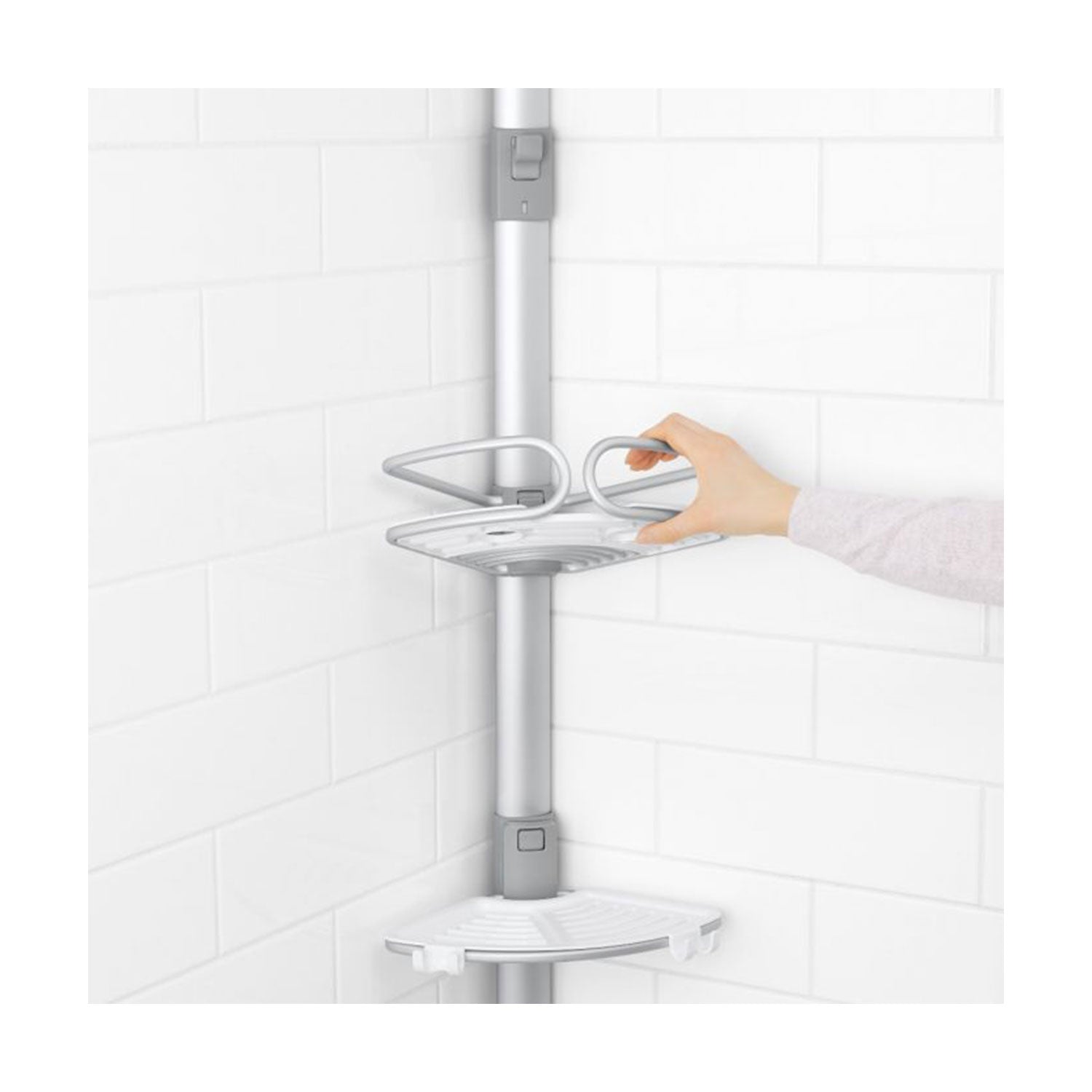 OXO Good Grips Quick-Extend Aluminum Pole Shower 4-Shelf Bath Caddy Silver(Used)