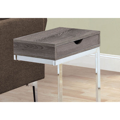 Monarch Specialties Accent Rectangular Side End Table with a Drawer, Dark Taupe