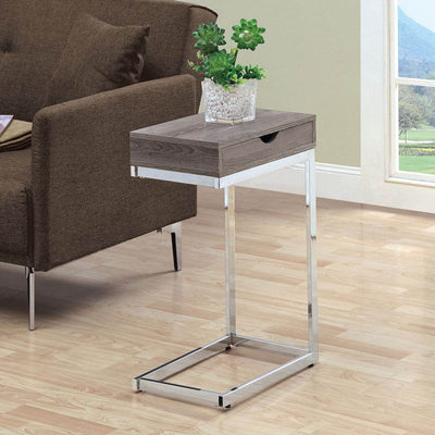 Monarch Specialties Accent Rectangular Side End Table with a Drawer, Dark Taupe
