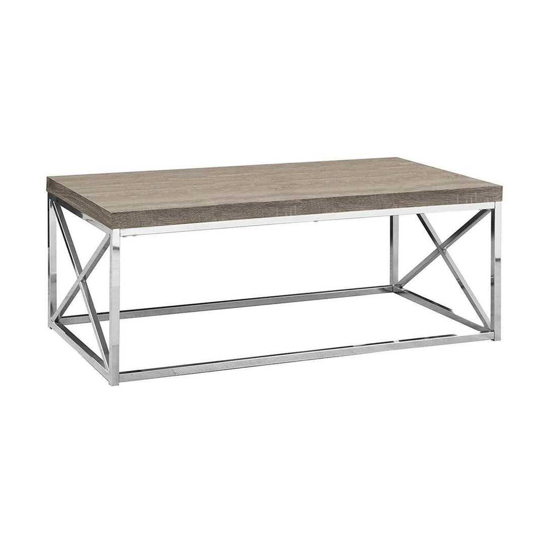 Monarch Wood-Look Finish Chrome Metal Contemporary Style Coffee Table (Open Box) - VMInnovations
