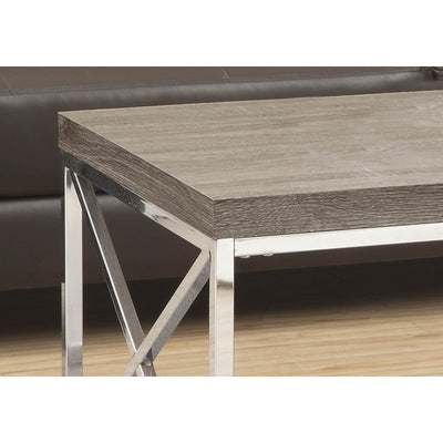Monarch Dark Taupe Wood-Look Finish Chrome Metal Contemporary Style Coffee Table