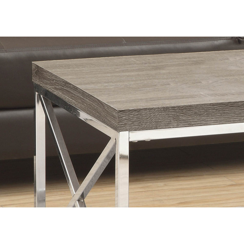 Monarch Wood-Look Finish Chrome Metal Contemporary Style Coffee Table (Open Box)