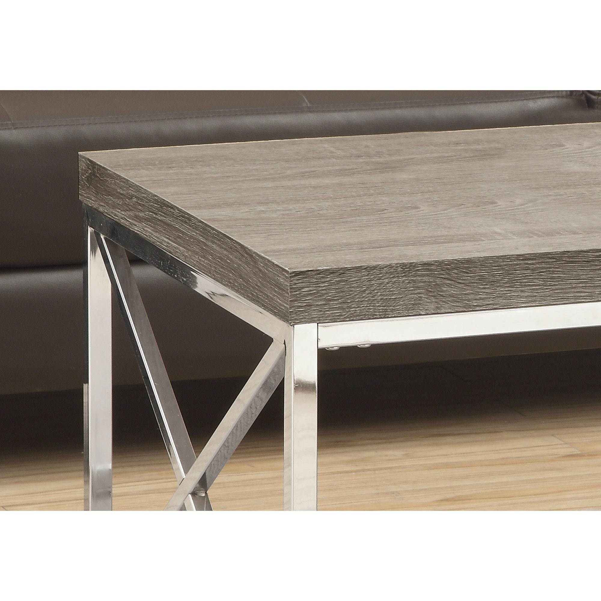 Monarch Wood-Look Finish Chrome Metal Contemporary Style Coffee Table (Open Box) - VMInnovations