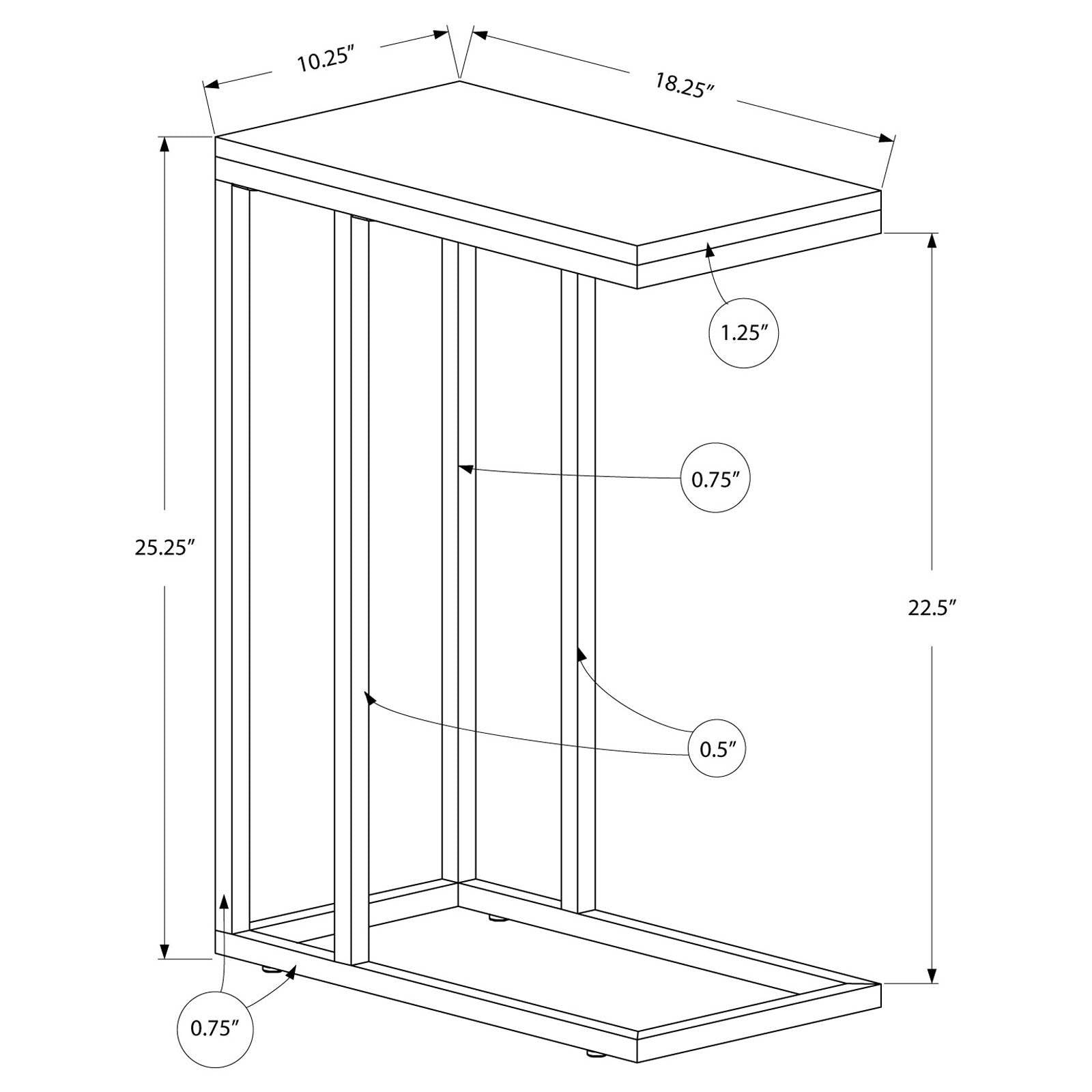 Monarch Specialties Contemporary Accent Side End Table, Glossy Black (For Parts)