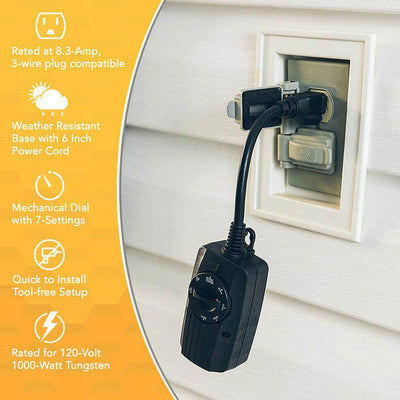 Woods 2001WD 8.3 Amp Outdoor 24 Hour Outlet Timer with Photocell Light Sensor