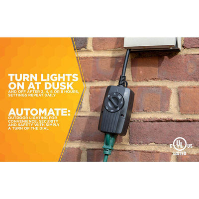Woods 2001WD 8.3 Amp Outdoor 24 Hour Outlet Timer with Photocell Light Sensor