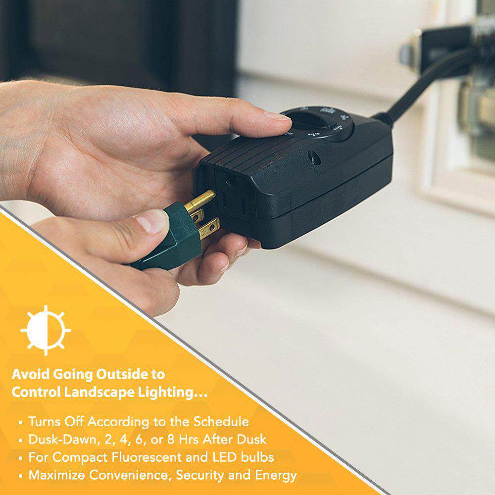 Woods 2001WD 8.3 Amp Outdoor 24 Hour Outlet Timer with Photocell Light Sensor
