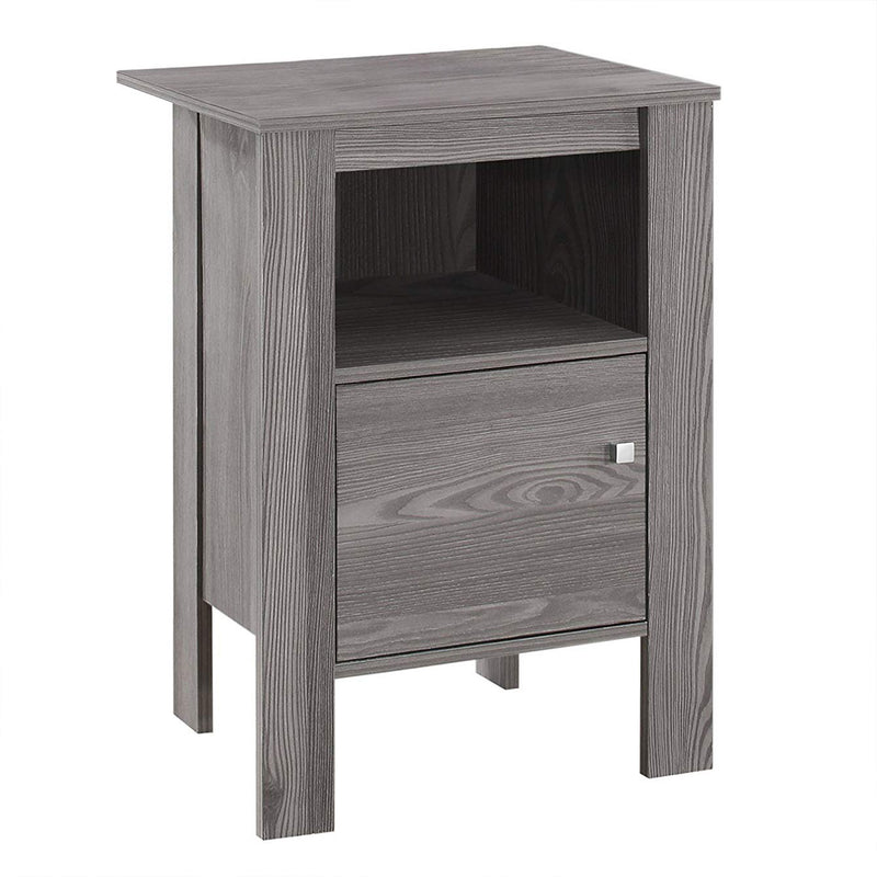 Monarch Specialties Modern Accent Table Night Stand with Drawer, Gray (Used)