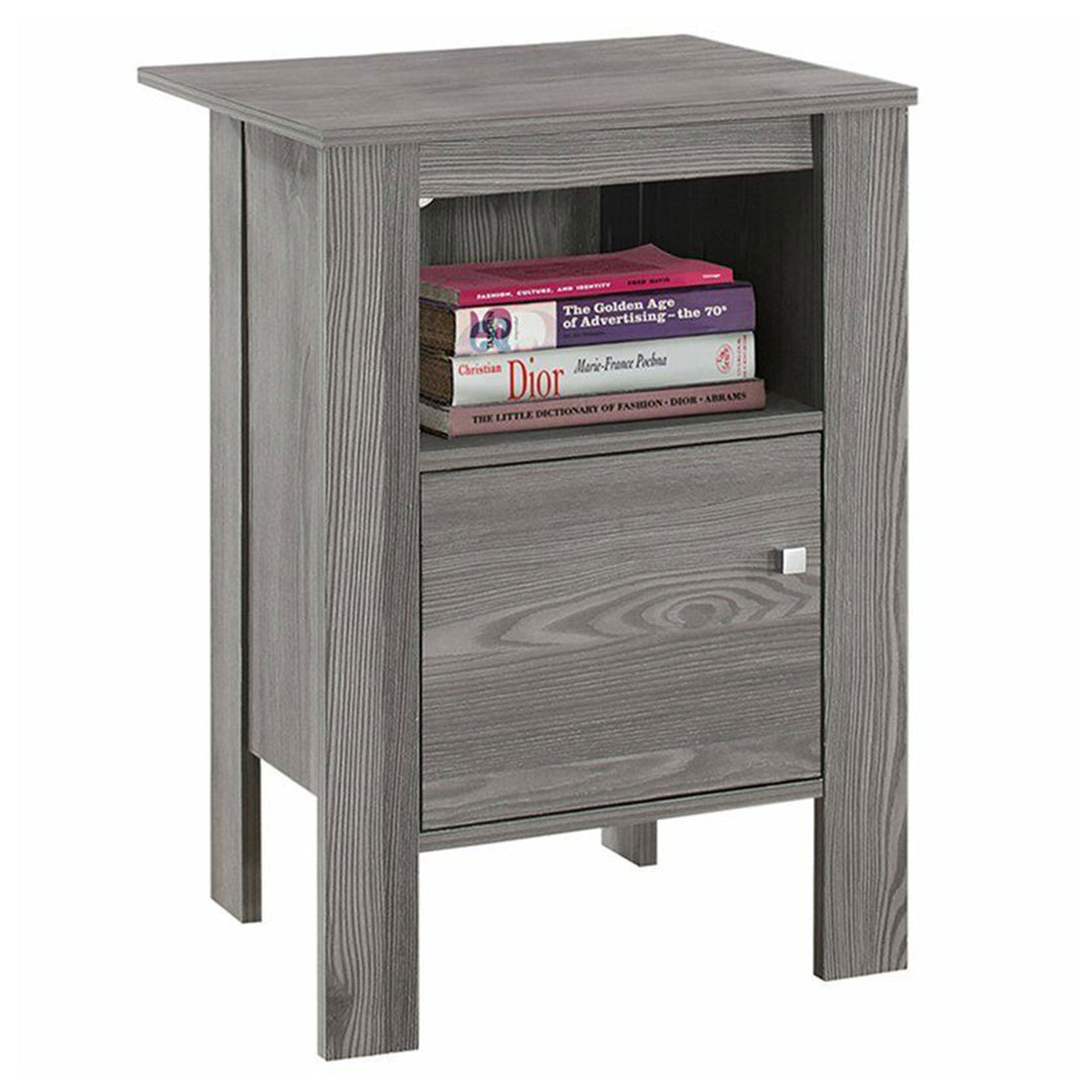 Monarch Specialties Modern Accent Table Night Stand with Drawer, Gray (Open Box)